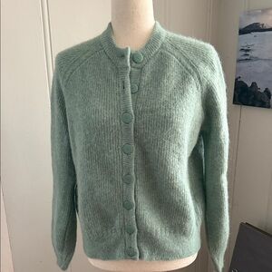Mint Green Button-Front Women's Sweater